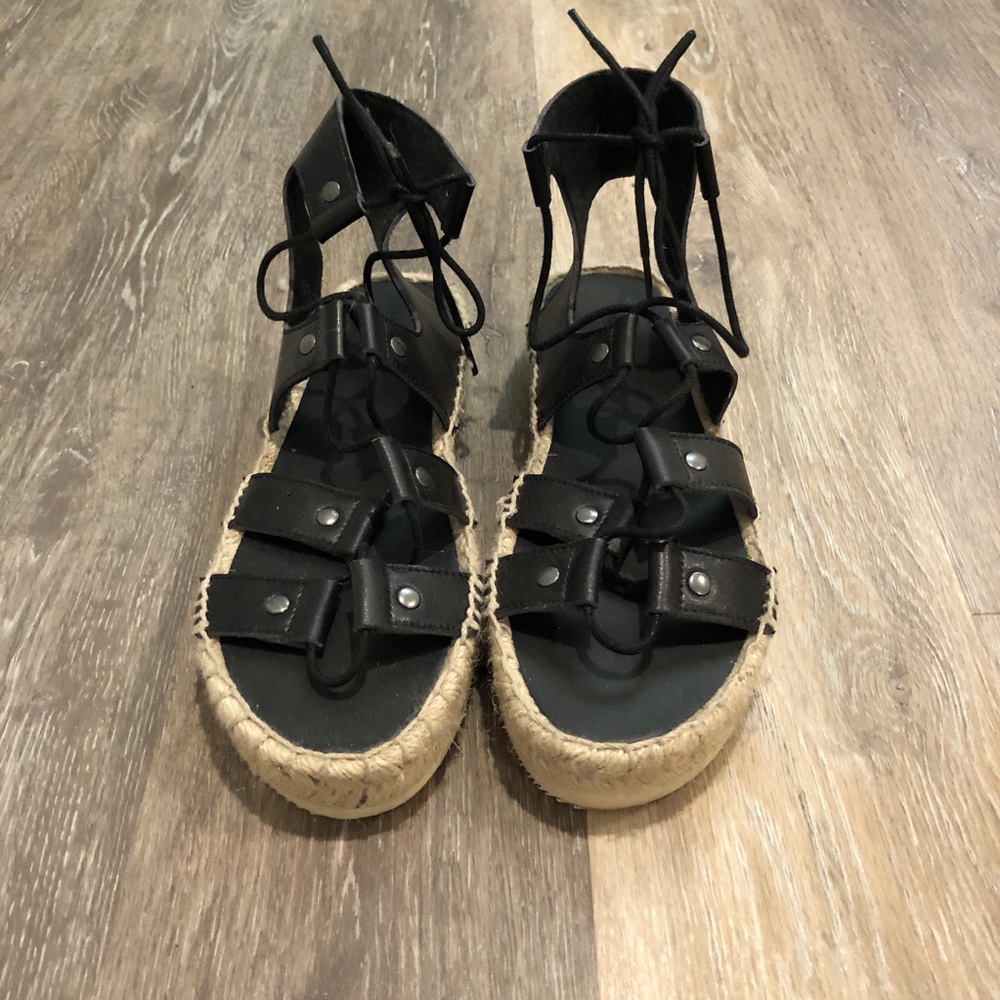 Black boho platform sandals